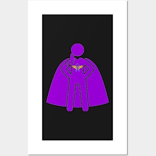 WW Awareness Ribbon Woman Superhero Silhouette Posters and Art